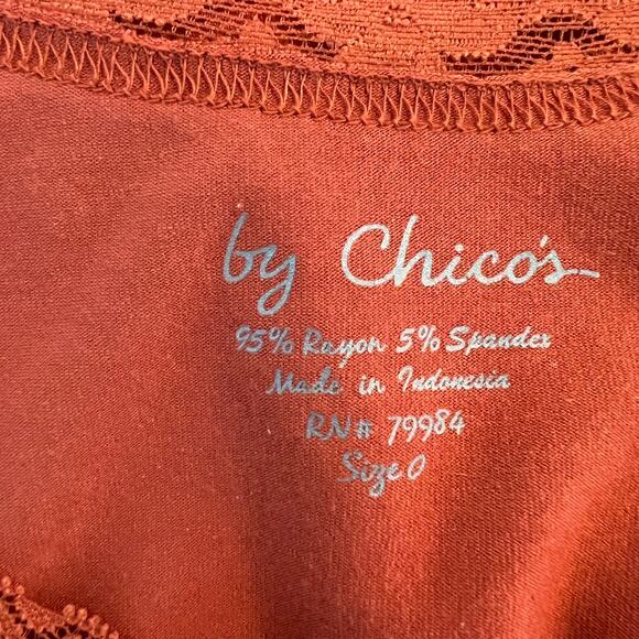 Chico's Lace Trim Cami Tank Top size 0 / US 4 Burnt Orange Whimsygoth Fairycore - Picture 4 of 5